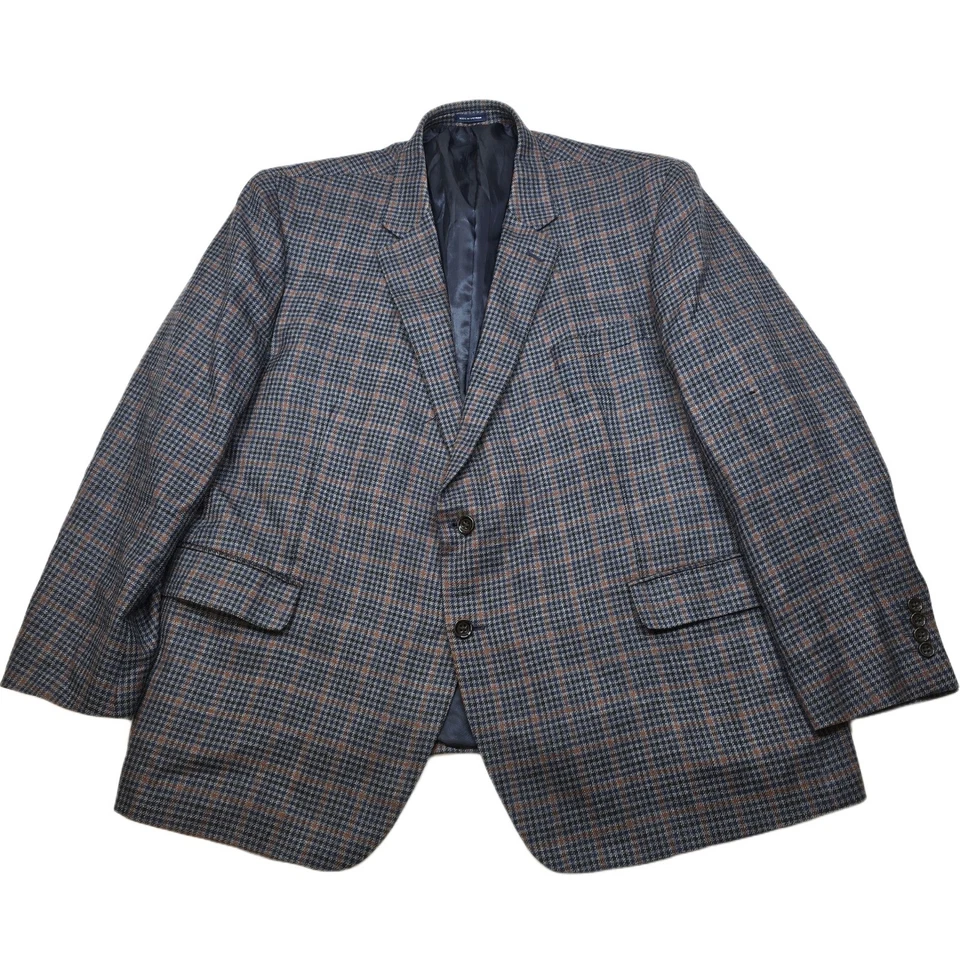 Abrigo deportivo de lana merino Stafford para hombre 54R 54 grande alto a cuadros azul gris calce clásico Foto 1 de 4
