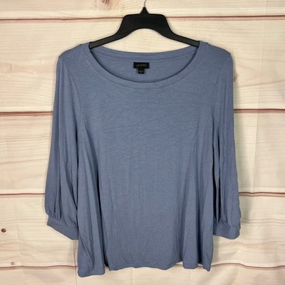 Camiseta Jill Wearever Top Mujer XL Azul Cuello Barco Manga 3/4 Jersey Tejido Sólido Foto 1 de 4