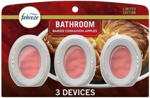 Lot (4) Febreze Small Spaces Air Freshener Baked Cinnamon Apple Scent, 3 Count - Image 1 of 1
