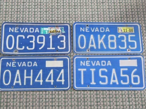 expired lot 4 Nevada License Plates 1970's 80's blue OAK OAH TISA (3+ years old) - Picture 1 of 4