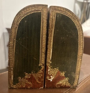 Vintage Florentine Ware Florentia Italy Ornate BOOKENDS Very Old/Rare - Picture 1 of 5
