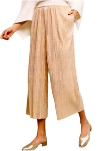 Anthropologie ELEVENSES Pants Women's Size L Gold Metallic Wide Leg Pull On EUC - Picture 1 of 13