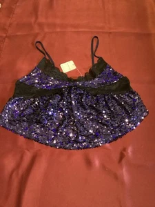 Free People Intimate Damen blau Pailletten Spitze Surplice Tank Top Größe S Neu mit Etikett - Bild 1 von 7