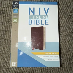 Holy Bible NIV Saint Print Thinline Bonded Leather Burgundy Red Letter Zondervan - Foto 1 di 8