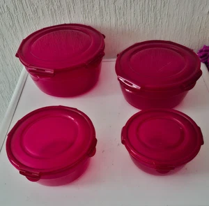 4 Runde LocknLock Vorrats`- Frischhalte Dosen von 850ml - 3,4 L in Beere. - Bild 1 von 7