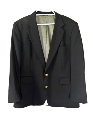 Cricketeer Mens L/XL Black Wool Blazer Sport Coat Preppy Old Money Heritage - Image 1 of 4