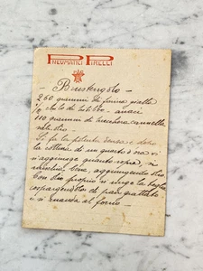 RICETTA DI CUCINA SU FOGLIO PNEUMATICI PIRELLI 1930 OLD COOKING RECIPE - Picture 1 of 2