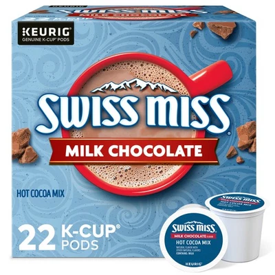 Cacao caliente Swiss Miss chocolate con leche, cápsulas Keurig de una sola porción K-Cup, 22 unidades Foto 1 de 4