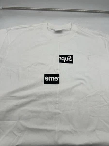Supreme CDG Split Box Logo Tee White Black FW18 Sz XL New Comme des Garcons - Picture 1 of 8
