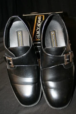 Stacy Adams Boys Galen Buckle Style Oxfords | Color: Black, Size: 6M - Image 1 of 4