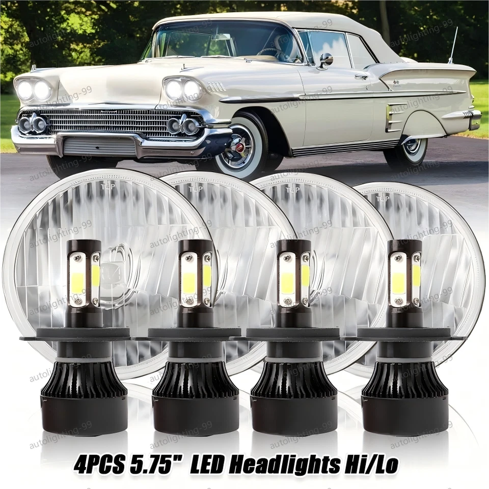 For Chevy Corvette 62-82 DOT 5.75" 5-3/4 LED Headlights Hi-Lo Beam 4x 6000K - Image 1 of 4