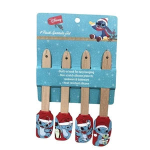 Disney Stitch Christmas Silicone Spatula 4 Pack Set from Lilo & Stitch BNWT - Picture 1 of 2