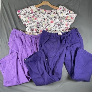 Koi Scrub Set Bundle Of Two Pants And One Floral Top Women's Large Medical - Picture 1 of 9