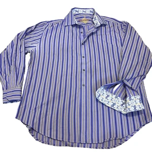 Robert Graham Shirt Mens 3XL Purple Yellow Dot Stripe Long Sleeve Flip Cuff - Picture 1 of 12