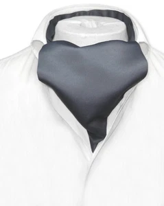 Corbata para el cuello Vesuvio Napoli ASCOT color gris carbón liso corbata gris oscuro para hombre - Imagen 1 de 2