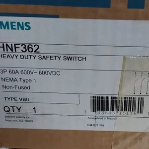 SIEMENS HNF60 AMP 3 POLOS INTERRUPTOR DE SEGURIDAD NO FUSIBLE DESCONEXIÓN 600 V AC/DC HNF362 - Imagen 1 de 5