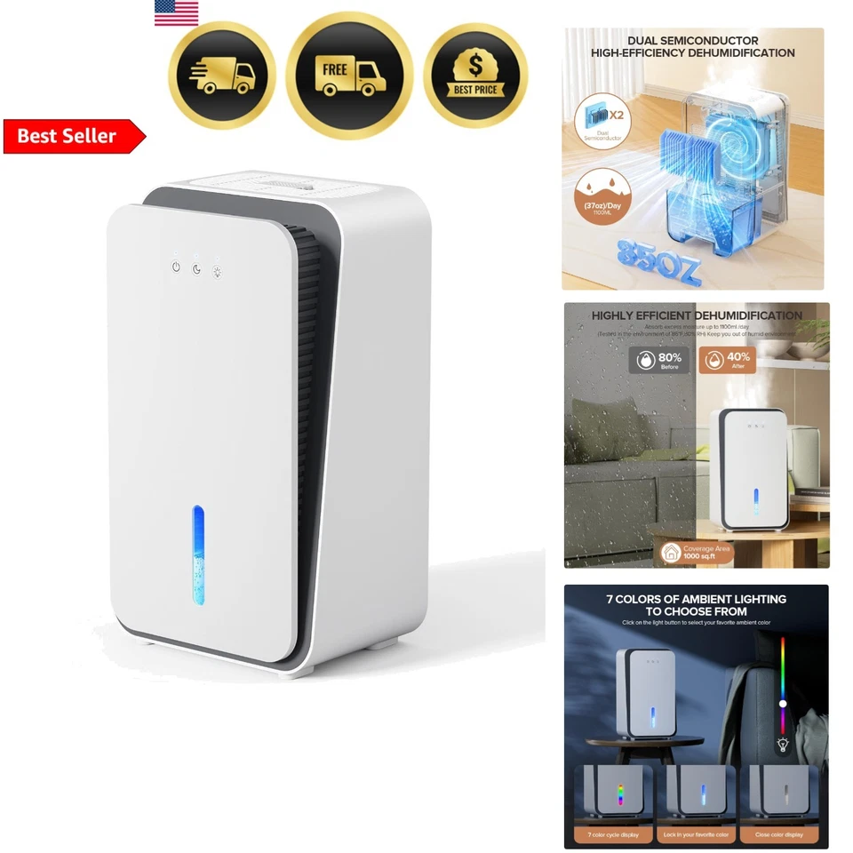 Onsekin Dehumidifier for Home 1000 Sq Ft Dehumidifier with Auto Shut Off CS08