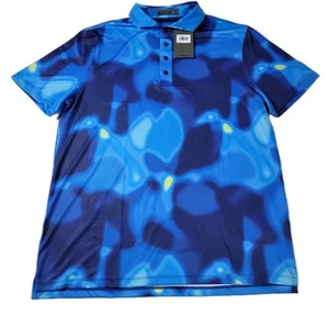 G/Fore G4 Bokeh Blur Mens L Blue Multi Golf Polo Shirt NWT - Picture 1 of 8