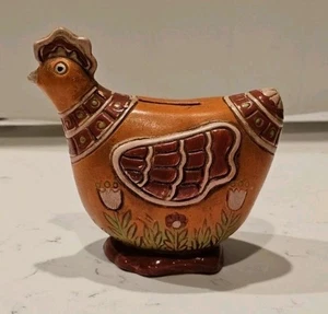 Vintage anni 70 Takahashi San Francisco Japan Bird Figure Bank dipinto a mano 6"x5"T - Foto 1 di 8