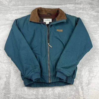 Chaqueta de Lona Bombardero LL Bean Años 90 De Colección Pequeña Manta Azteca Forrada Azul Teal Foto 1 de 4