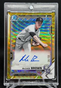 MCCADE BROWN 2021 Bowman Chrome Draft 1st Gold Wave Refractor Rookie Auto /50 - Picture 1 of 2