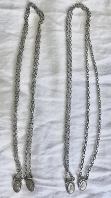 2 Collar Jesús y Virgen María Capas Plata Fe Dije Nuevo. Foto 1 de 2