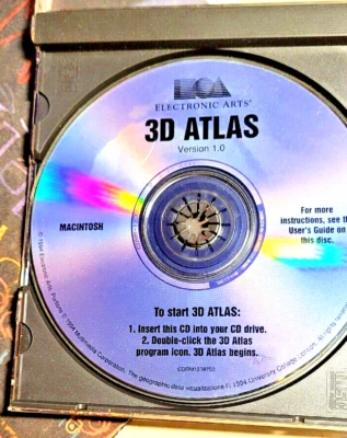 3D Atlas Versión 1.0 por Electronic Arts EA Mac Macintosh 1994 CD-ROM-estuche joya Foto 1 de 4