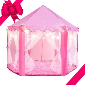 Princess Tent for Kids Tent 55" X 53" with Led Star Lights Toddler Play Tent USA - Picture 1 of 17