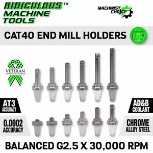 TOP QUALITY CAT40 END MILL HOLDER 7/8"X3.75"  G2.5 X 30,000 RPM (0.0002 T.I.R.) - Picture 1 of 9