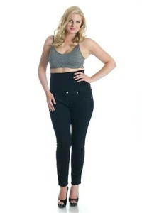 Skinny Jeans Black Wash Denim Black Panel Stretch Tummy Trimmer Denim 1502 409 - Picture 1 of 4
