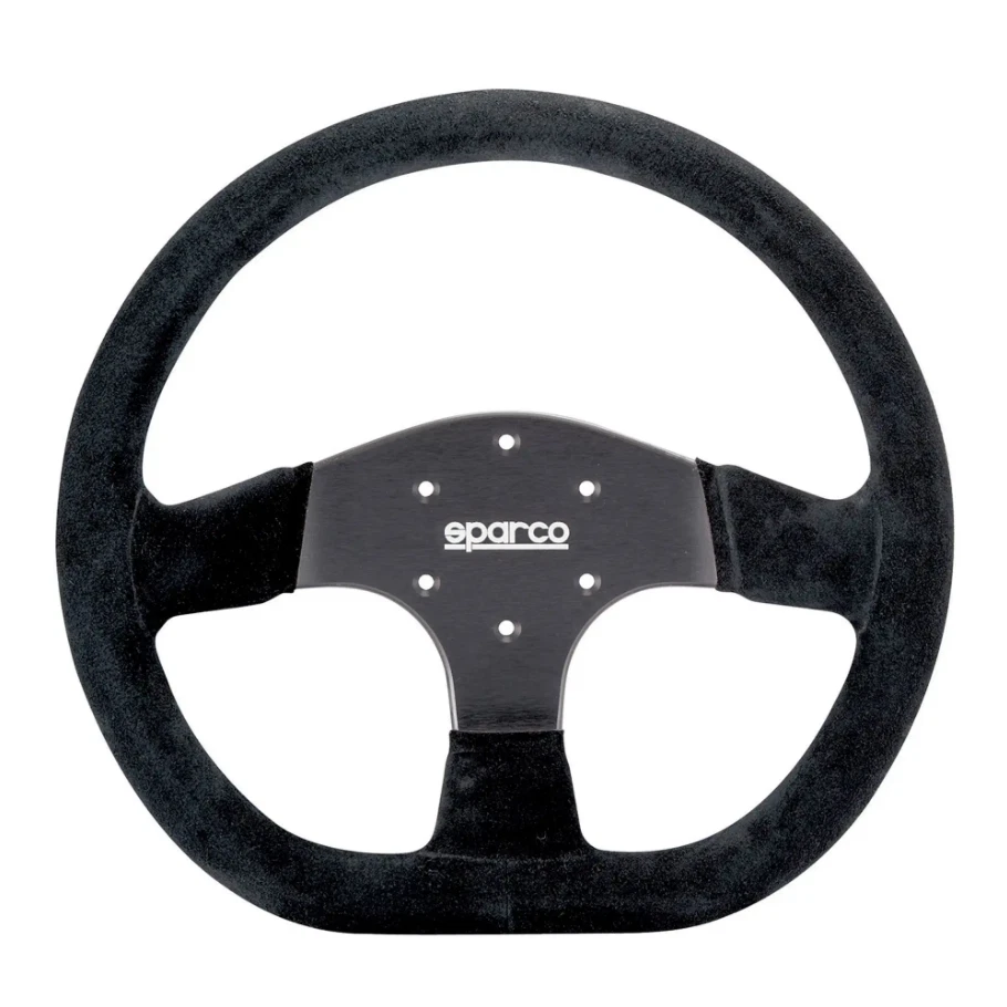 SPARCO VOLANTE DA GARA PIATTO 3 RAZZE PELLE NERA SCAMOSCIATA 015R353PSN RALLY - Imagen 1 de 4