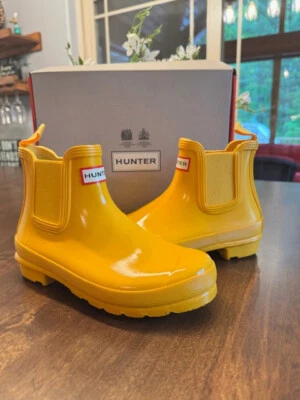 Hunter Original Chelsea Botas de Lluvia Cortas (Mujer Talla 7) Impermeables Amarillas Foto 1 de 4