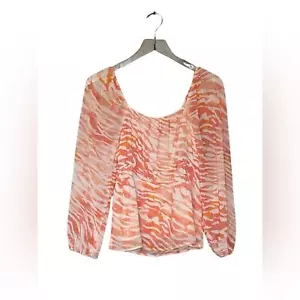 DR2 Orange Zebra Chiffon Blouse Size S-NWOT - Picture 1 of 6
