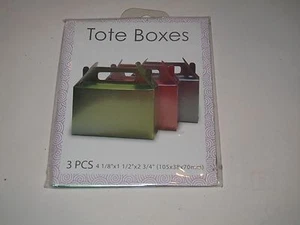 NEW. Set of 3 Gift Tote Boxes. 4 1/8" x 1 1/2" x 2 3/4". Great for small gifts - Picture 1 of 1
