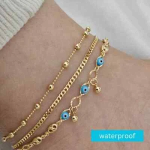 Evil Eye Fußkettchen Set 18K Gold Filled Fußkettchen Gold zierliches Fußkettchen für Damen, Fußkettchen - Bild 1 von 8