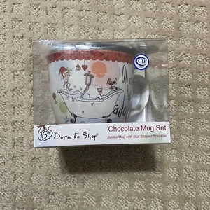 Born To Shop Chocolate Mug Set, Creative Tops, Brand NEW In box! - Picture 1 of 6