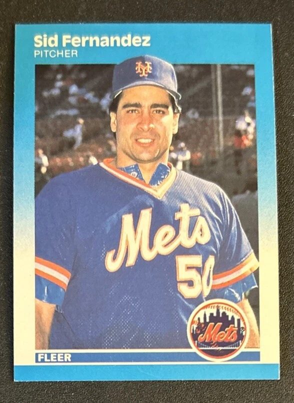 1987 Fleer Sid Fernandez Baseball Card #8 Mets Pitcher VG O/C - Image 1 of 2