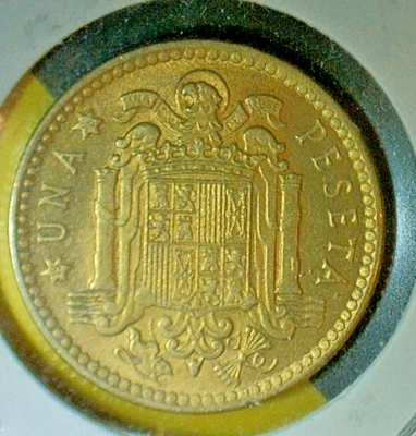 VENTA MUNDIAL DE MONEDAS-1953 ESPAÑA 1 PESETA--MONEDA COMPOSICIÓN ALUMINIO/BRONCE-KM#775 Foto 1 de 3