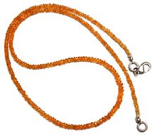 Natural Gem Orange Color Spessartine Garnet 2 to 3MM Faceted Beads Necklace 18"