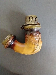 Antique Austrian Pipe 1761 Meerschaum Man Playing Guitar Ceramic - Picture 1 of 8