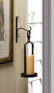 Aplique de pared colgante de vidrio huracán de hierro decoración interior exterior - Imagen 1 de 10