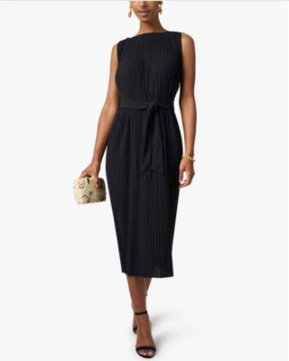 NEW, missing belt Max Mara Edile Pleated Jersey Dress in Navy - Size S #MD1016 - Image 1 of 4