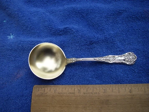 Dominick & Haff Sterling NEW KING (1898) BOUILLON SOUP SPOONS-Gilt Bowls-Mono Cover