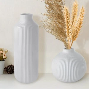 Ceramic Vase Set of 2, Small White Vase for Flowers, Modern Home Decor Aesthe... - Picture 1 of 8