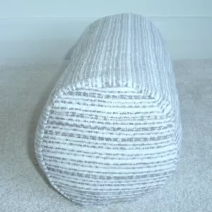 Bolster Cylinder Cushion Cover Chenille Grey 16" x 6" White Stripes 6x16 40cm - Picture 1 of 6