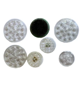 Flower Frog Stem Holder Floral Arranging Tool Lot Of 7 4 Glass 2 Plastic 1 Metal - Picture 1 of 4