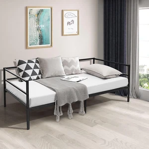 Metal Daybed Frame Twin Size, Heavy-Duty Steel Slats Support Sofa Bed, Platform - Picture 1 of 9