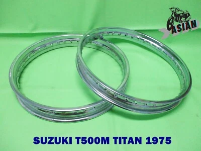 Fit  SUZUKI T500M TITAN 1975  Front & Rear Chrome Steel Wheel Rim   **as1921** - Image 1 of 4