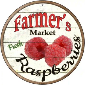 Frische Himbeeren Bauernmarkt 12" Kreis Blechschild - Bild 1 von 1