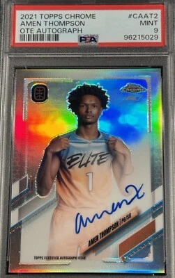 2021 TOPPS CHROME AMEN THOMPSON OVERTIME ELITE AUTOGRAPH - Image 1 of 2